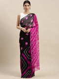 Black Shaded Bandhani Chiffon Saree