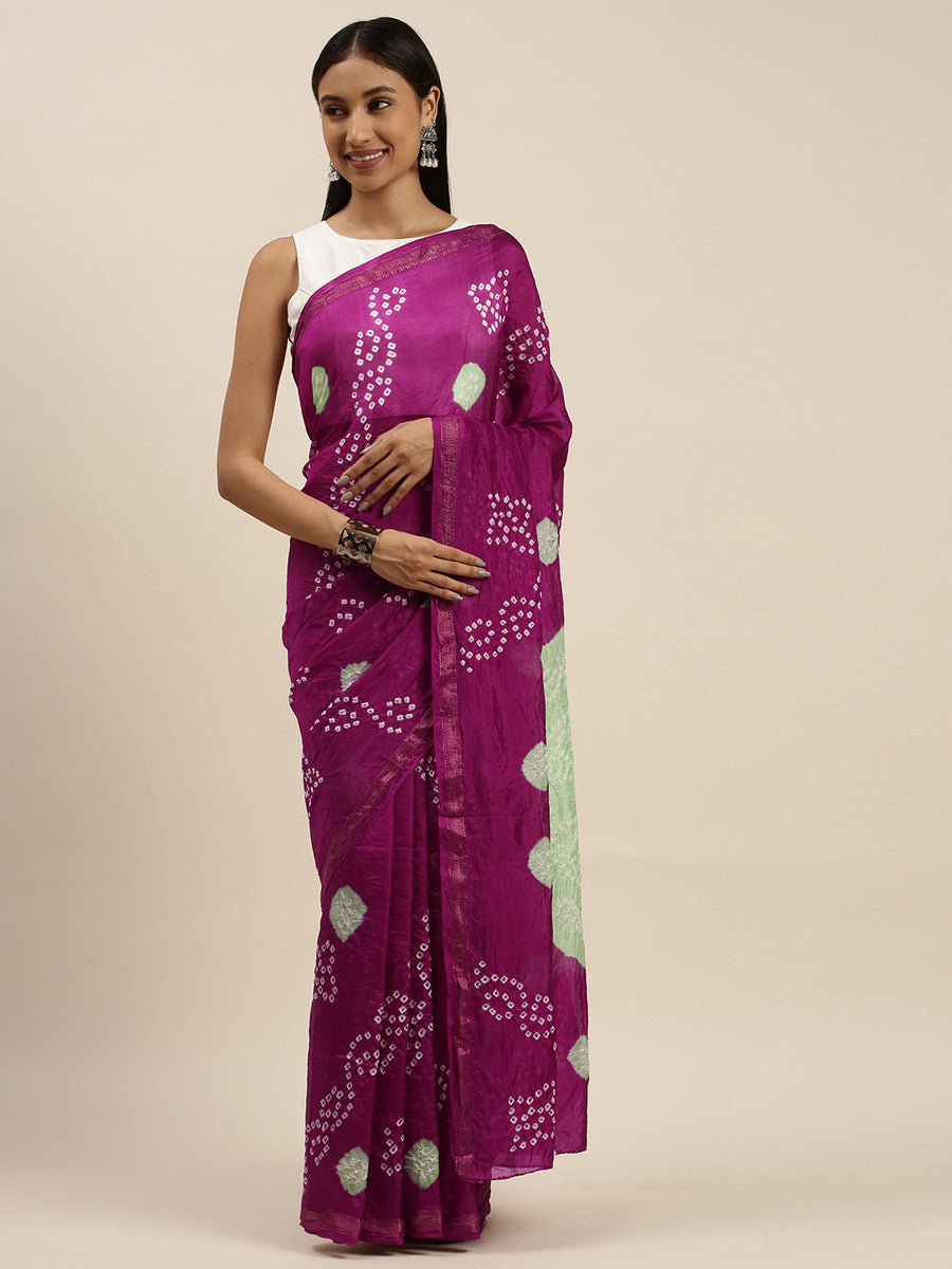 Magenta Bandhani Art Silk Bandhani Saree