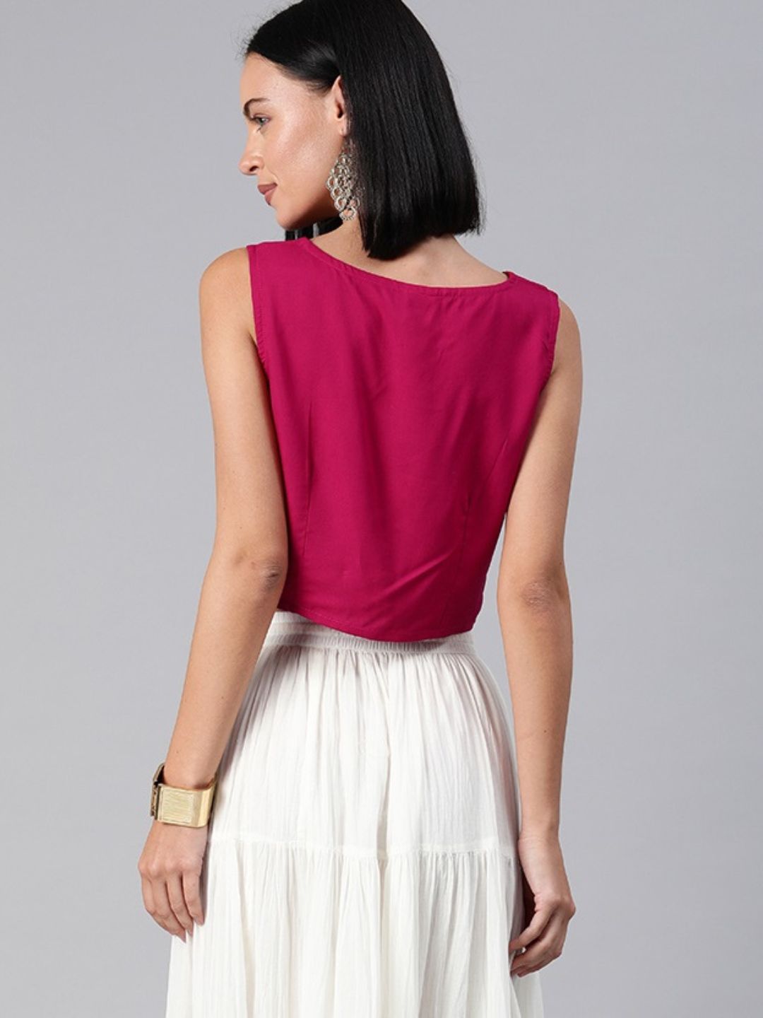 Handcrafted Round Neck Crop Top
