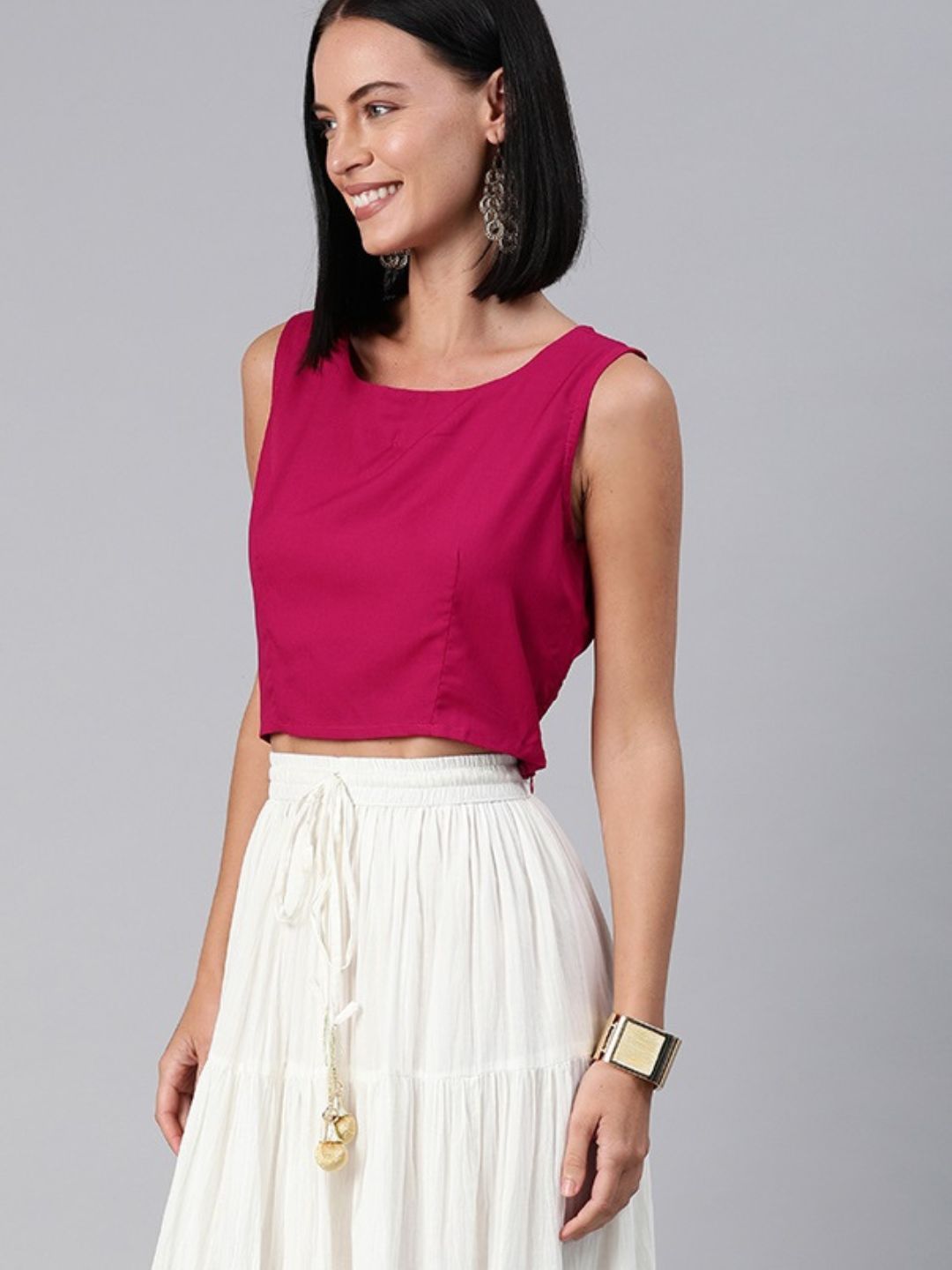 Handcrafted Round Neck Crop Top