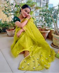 Aastha Choudhary In Green Hand Embroidered Organza Saree