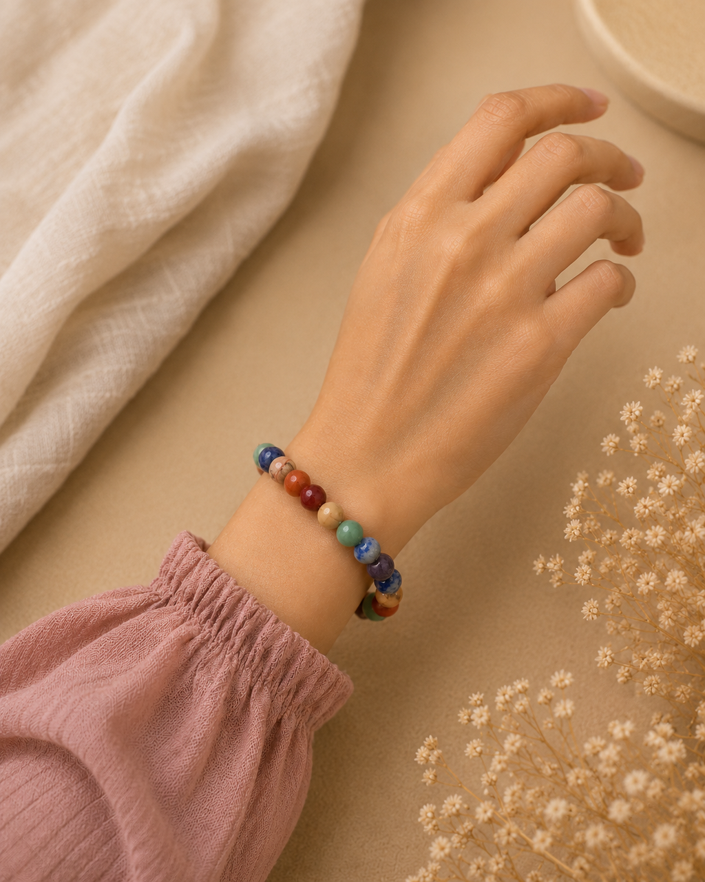 Seven Chakra Natural Balance Stone Bracelet