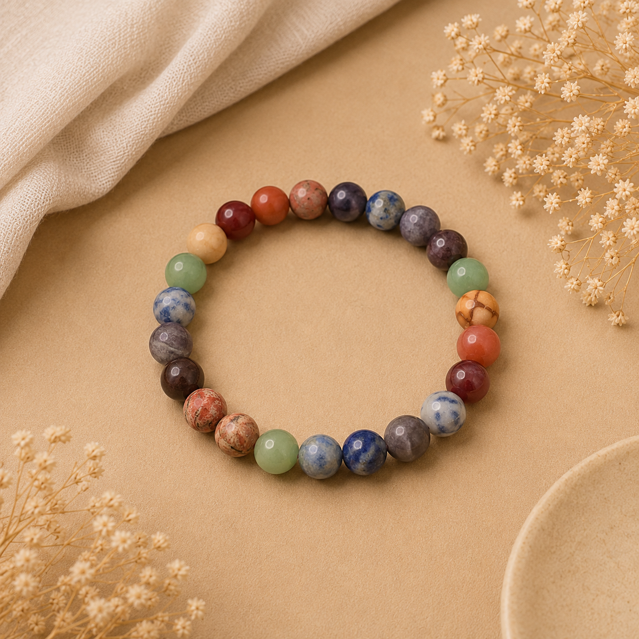 Seven Chakra Natural Balance Stone Bracelet