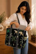 Black Animal Handblock Print tote bag