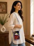 Black Floral Hand Block Print Quilted Sling Bag