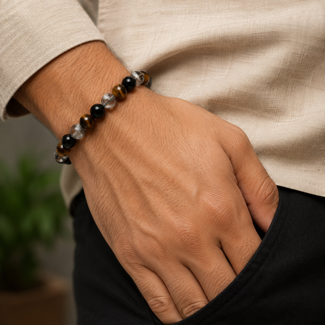 Triple Protection Natural Stone Energy Bracelet
