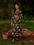 Black Pure Cotton Bagru Printed kurta