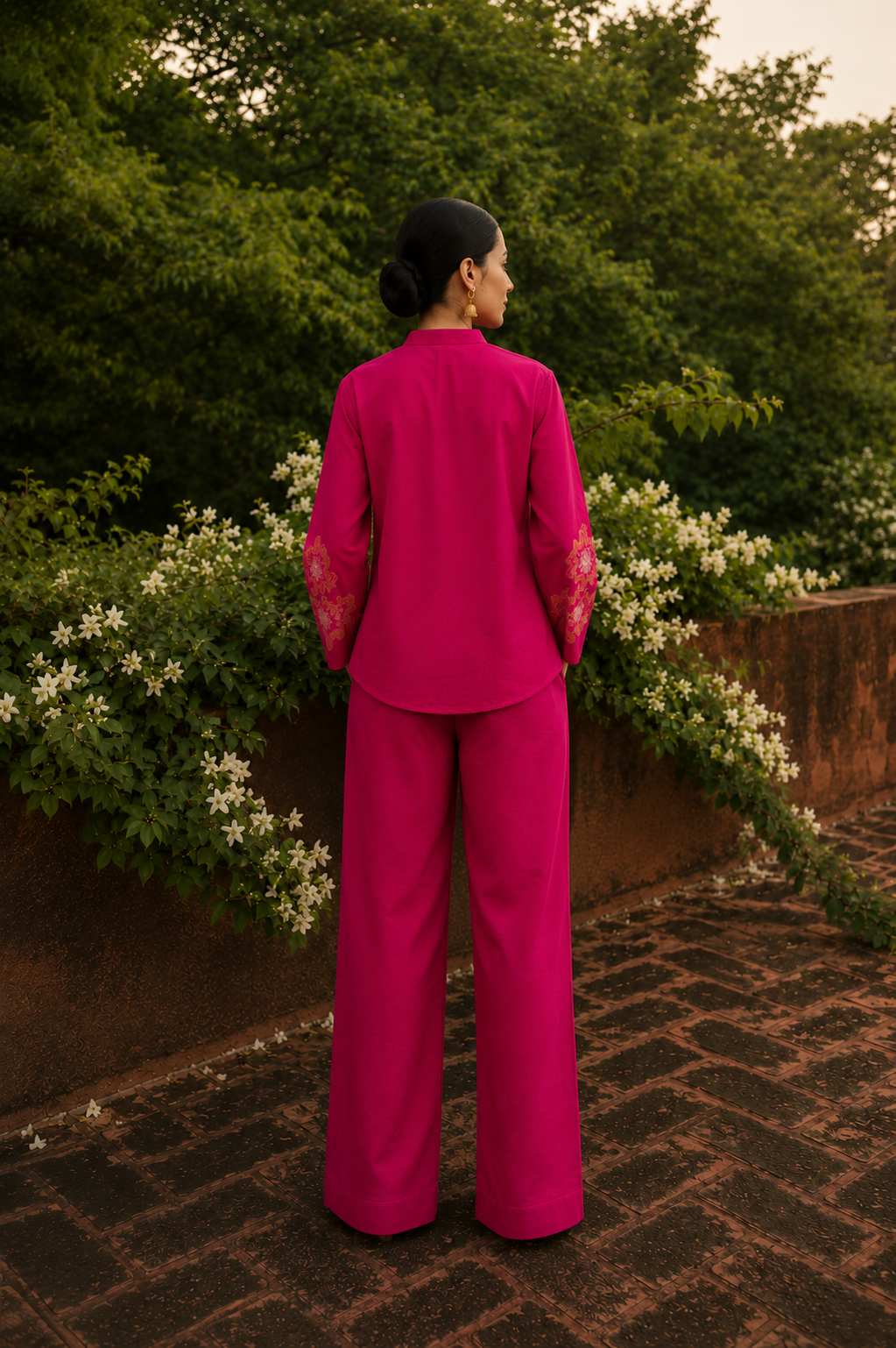 Magenta Pink Cotton Linen Co-Ord Set