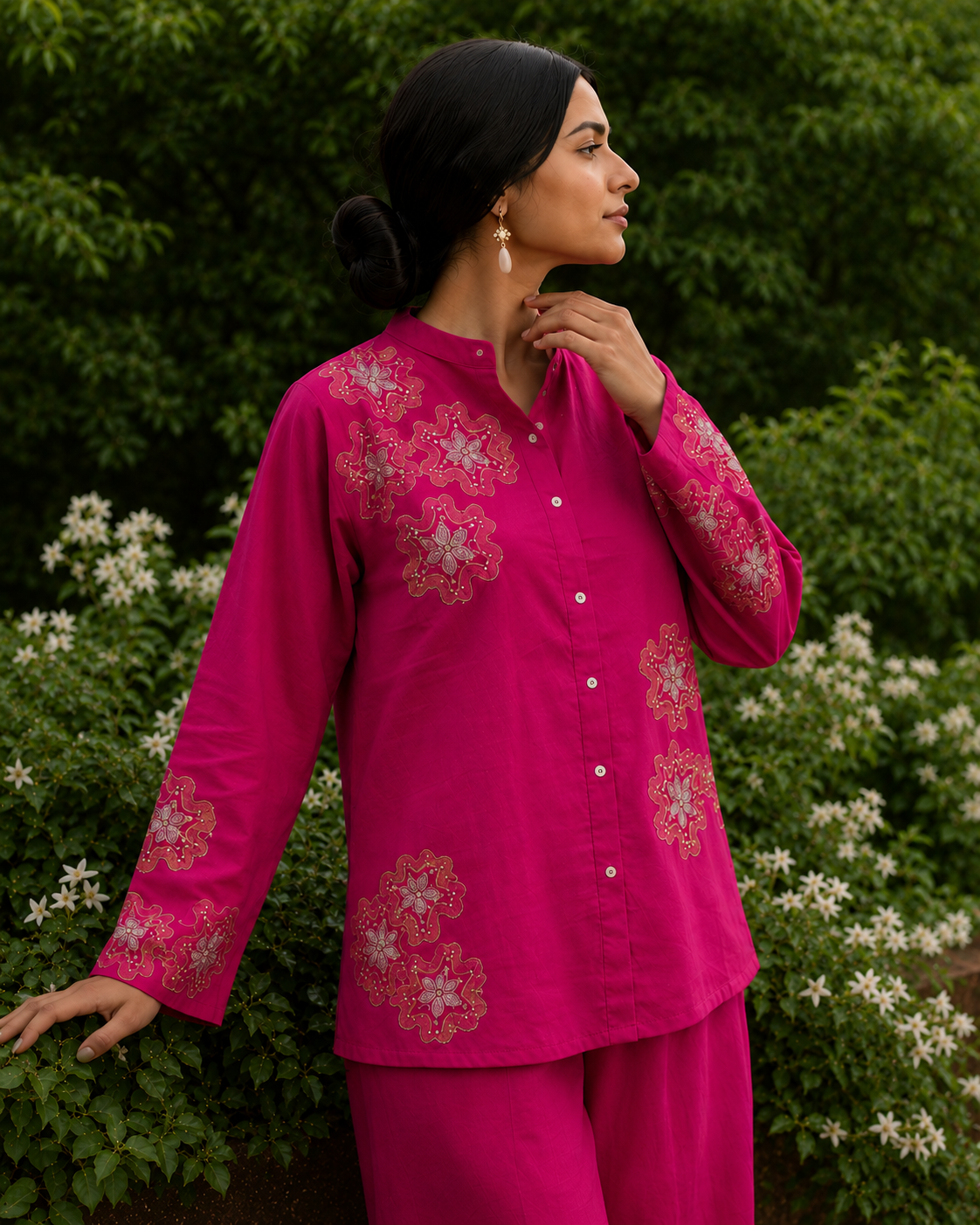 Magenta Pink Cotton Linen Co-Ord Set