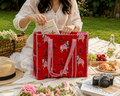 Red Hand Block Print Quilted Tote Bag