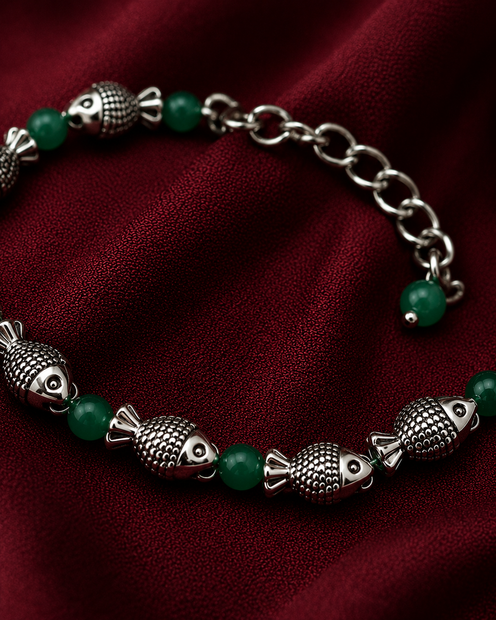 Oxidised Fish Bead Bracelet