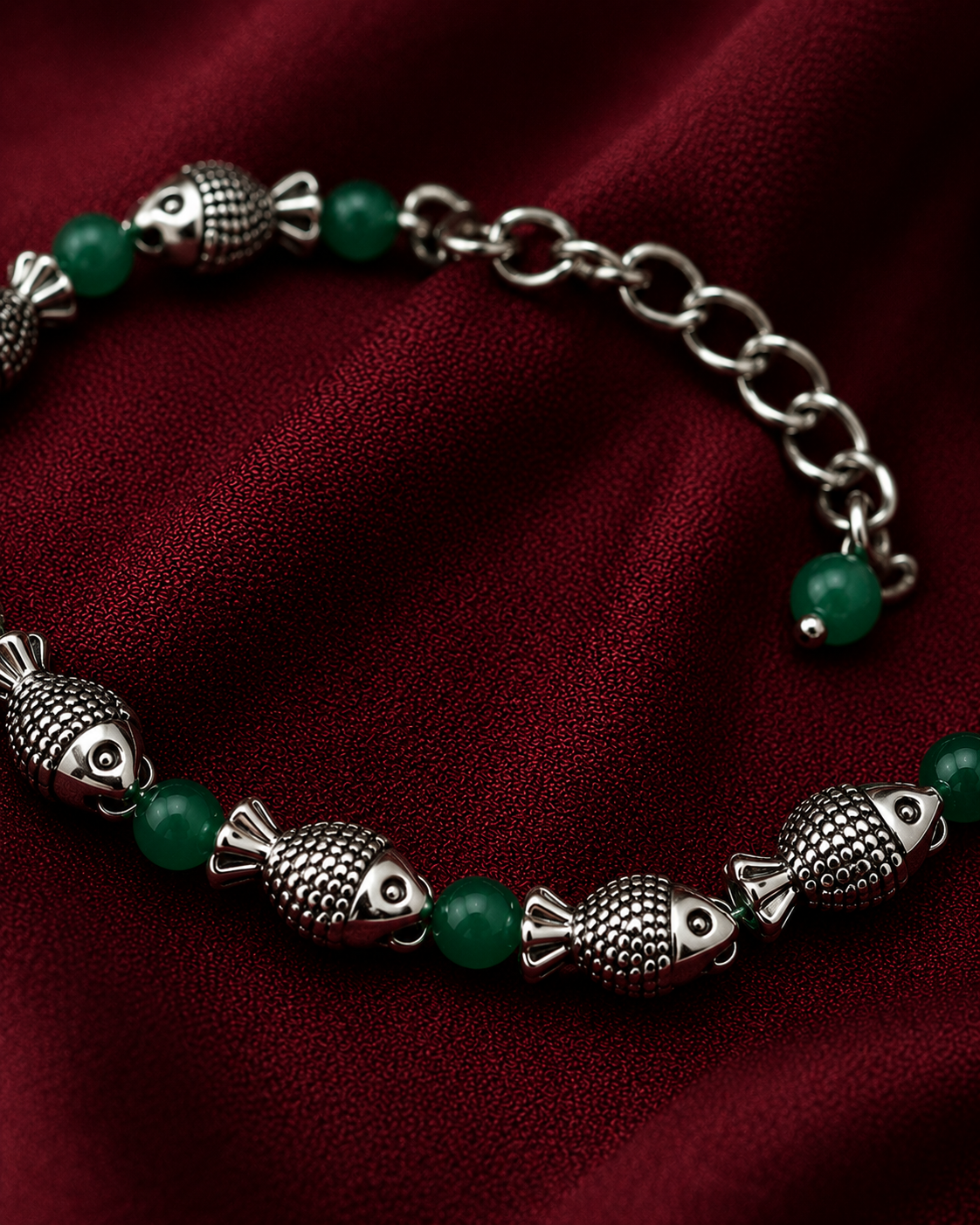Oxidised Fish Bead Bracelet