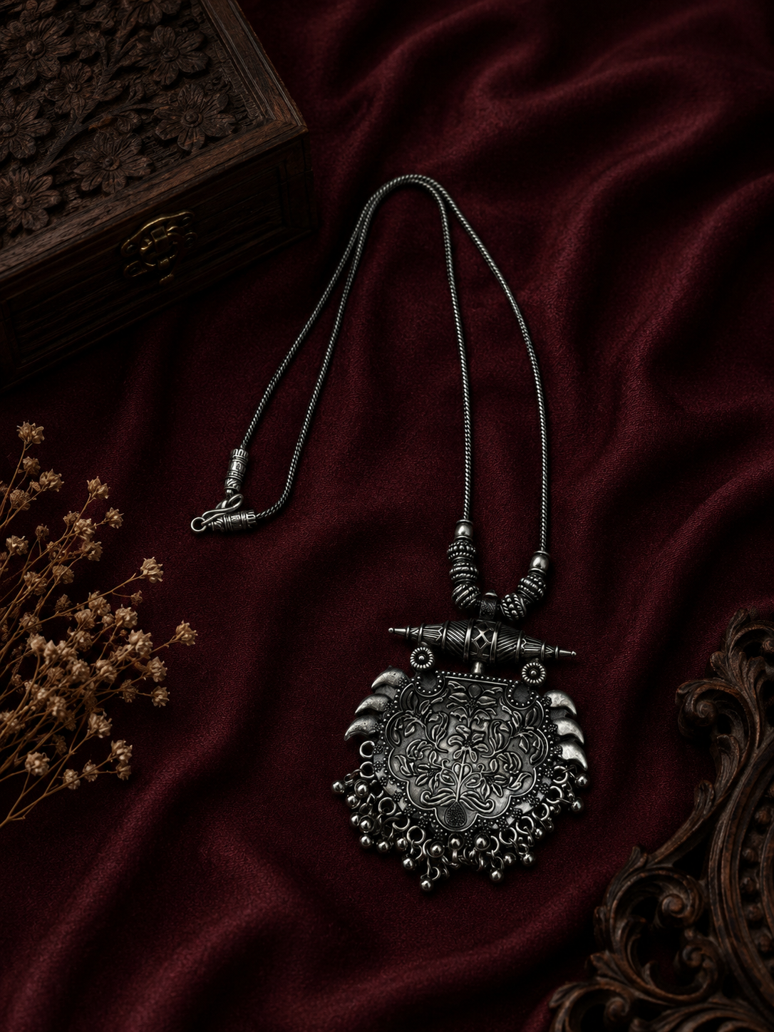 Oxidised Tribal Pendant Necklace