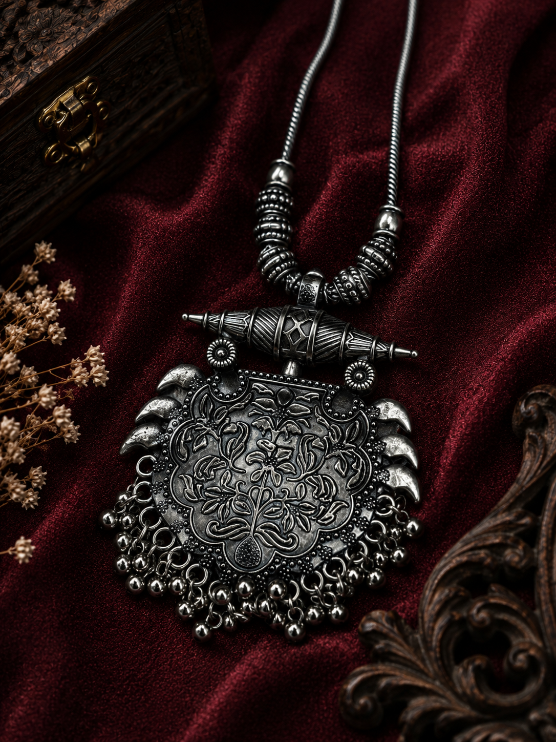 Oxidised Tribal Pendant Necklace