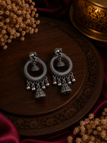 Oxidised Peacock Hoop Jhumka Dangler Earrings