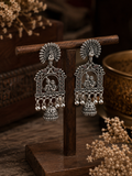 Oxidised Peacock Radha Krishna Jhumka Earrings