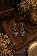 Oxidised Dual Jhumka Dangler Earrings