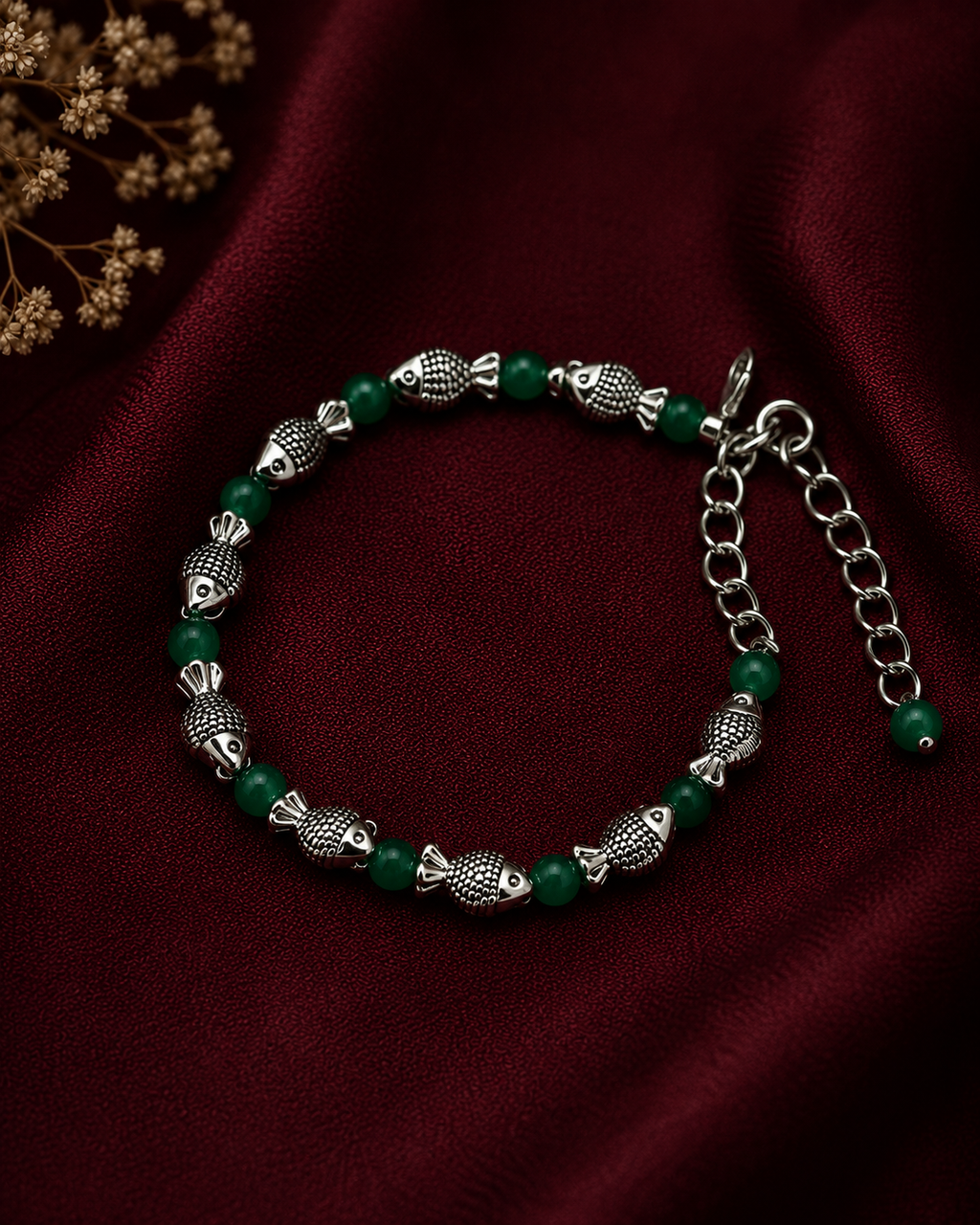Oxidised Fish Bead Bracelet