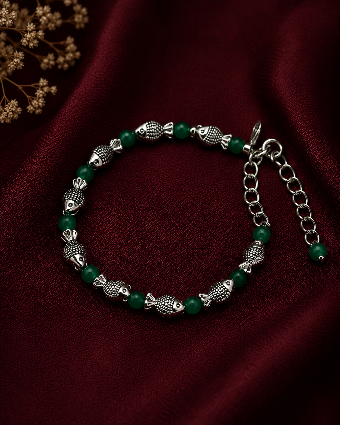 Oxidised Fish Bead Bracelet