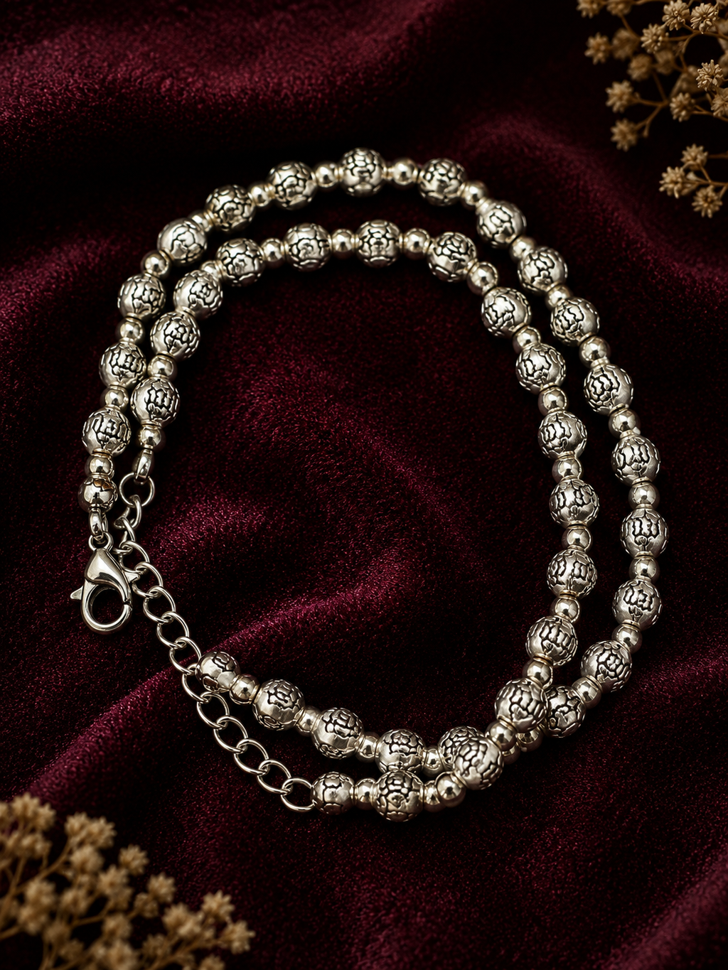 Oxidised Circular balls Anklet