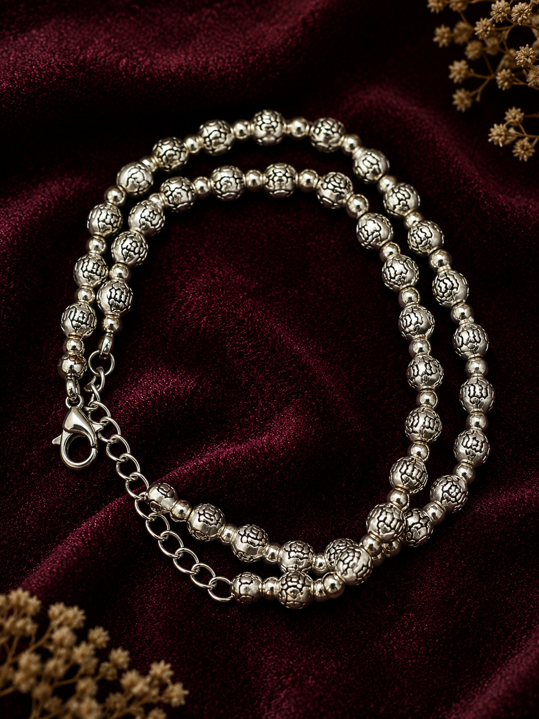 Oxidised Circular balls Anklet