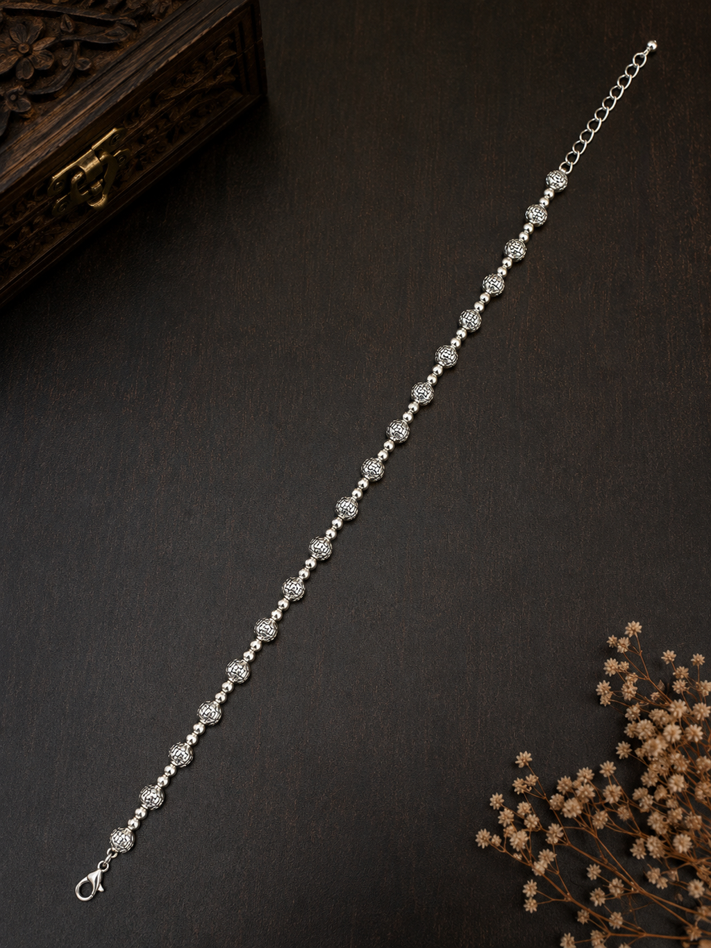 Oxidised Circular balls Anklet