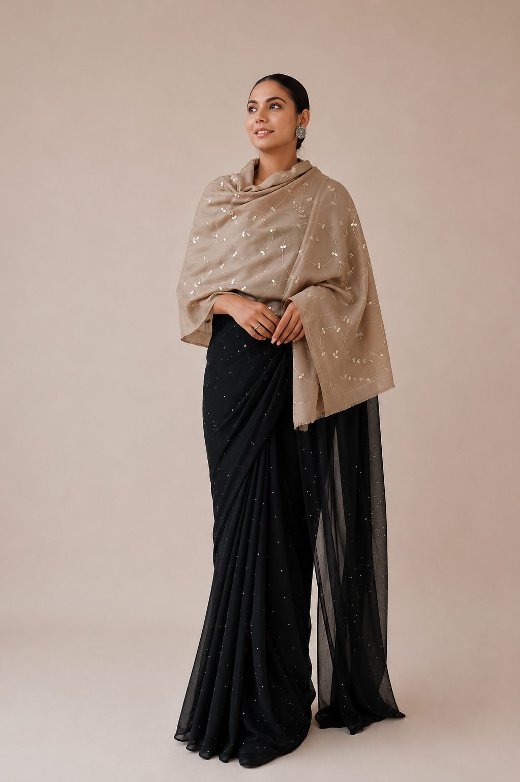 Green Hand Embroidered Gotta Patti Woollen Shawl