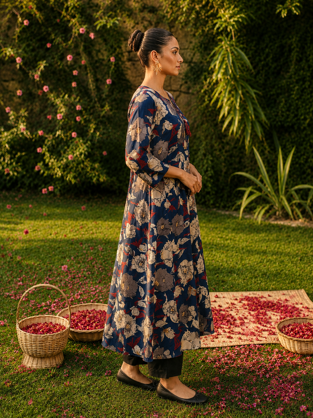 Blue Pure Cotton Bagru Printed Kurta