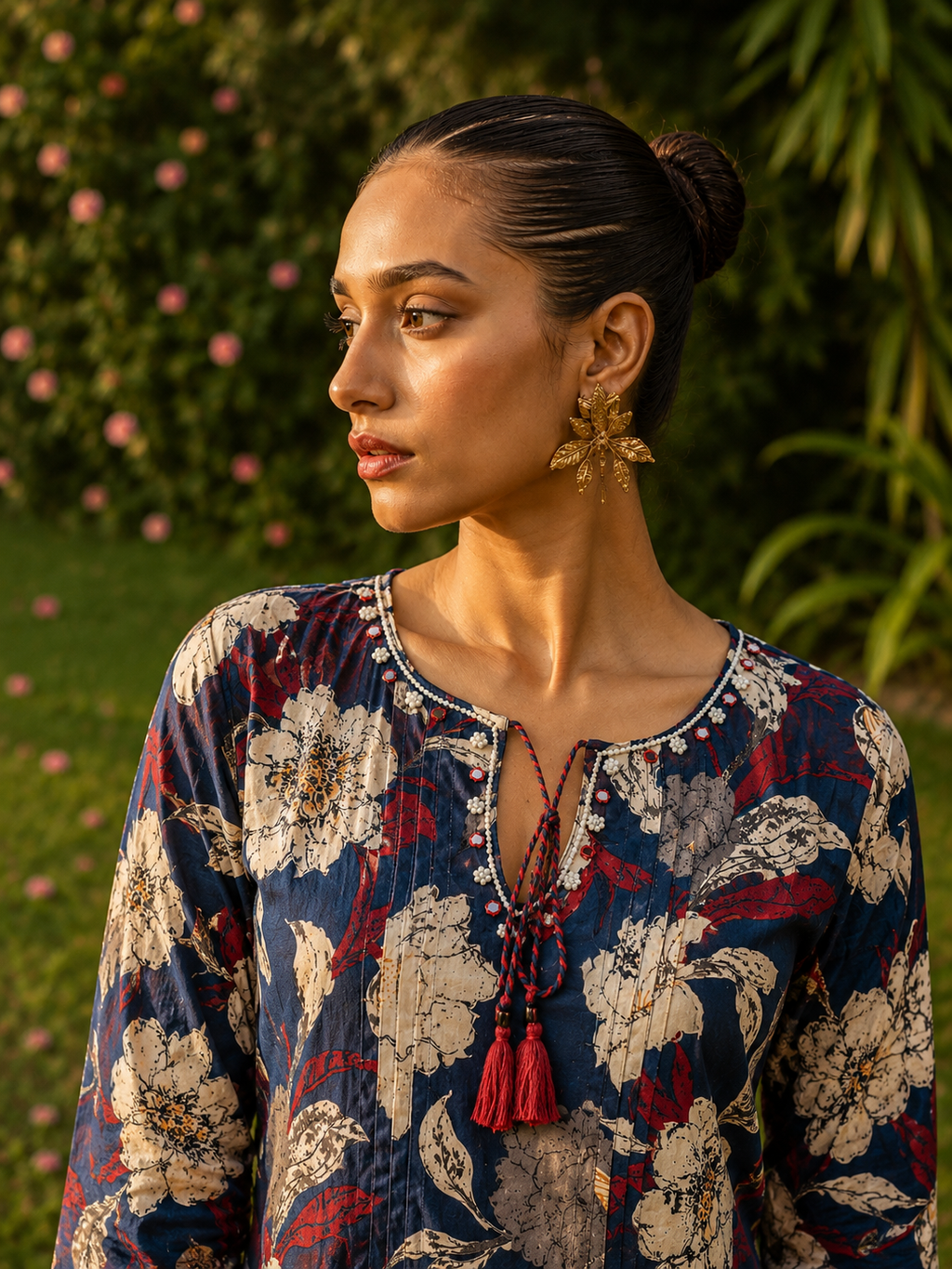 Blue Pure Cotton Bagru Printed Kurta
