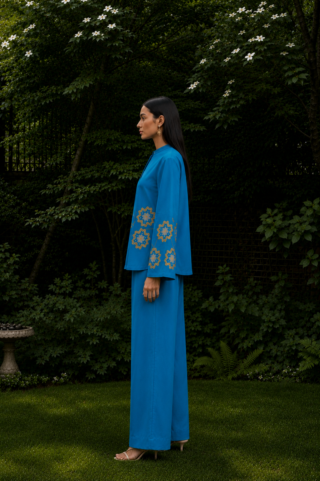 Turquoise Blue Cotton Linen Co-Ord Set
