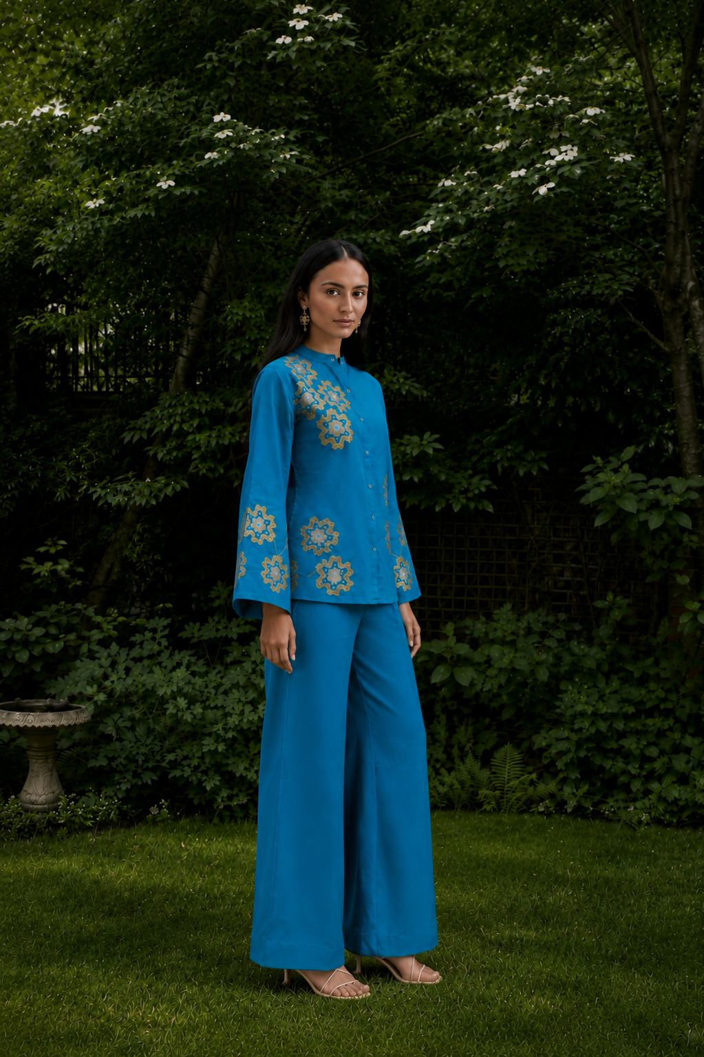 Turquoise Blue Cotton Linen Co-Ord Set