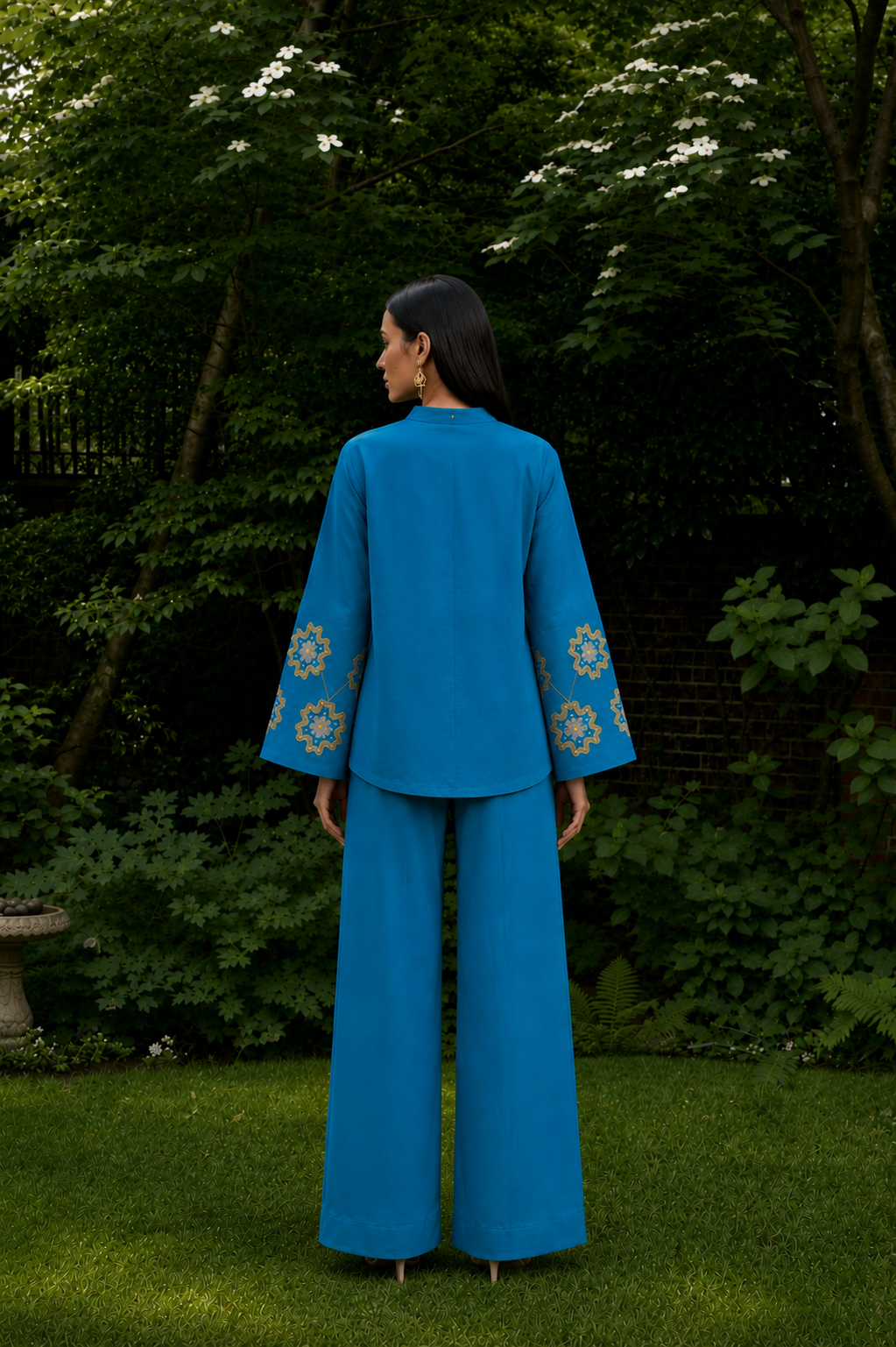 Turquoise Blue Cotton Linen Co-Ord Set