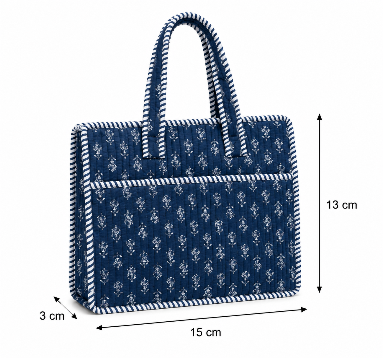 Indigo Blue Hand Block Print Quilted Laptop Bag