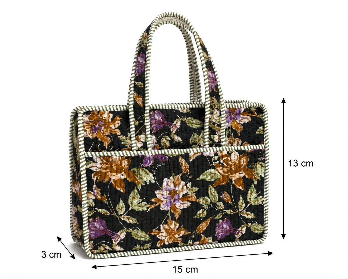 Olive Green Hand Block Print Quilted Laptop Bag