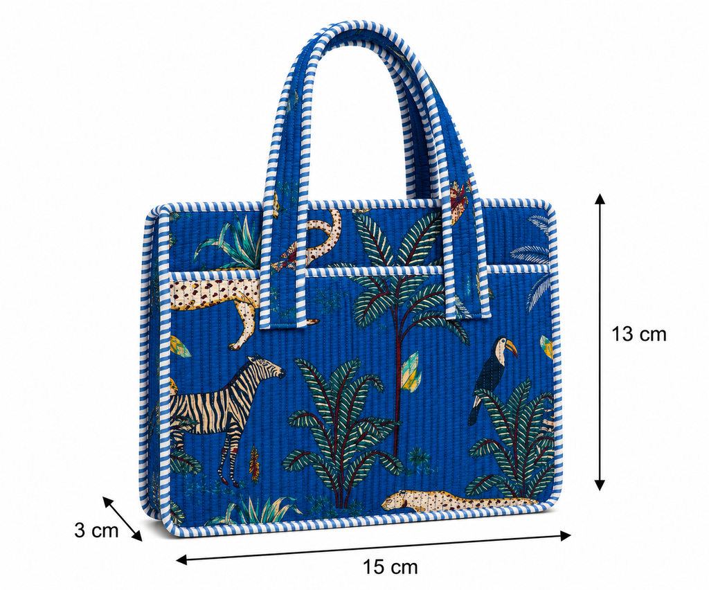 Blue Indigo Block Print Quilted Laptop Bag