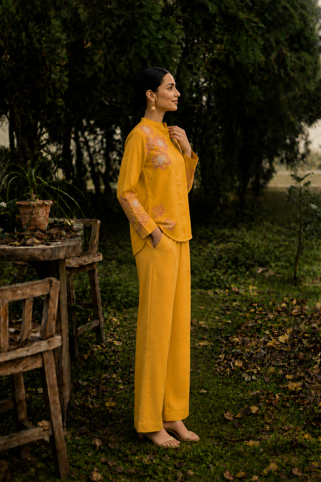 Mustard Yellow Cotton Linen Co-Ord Set