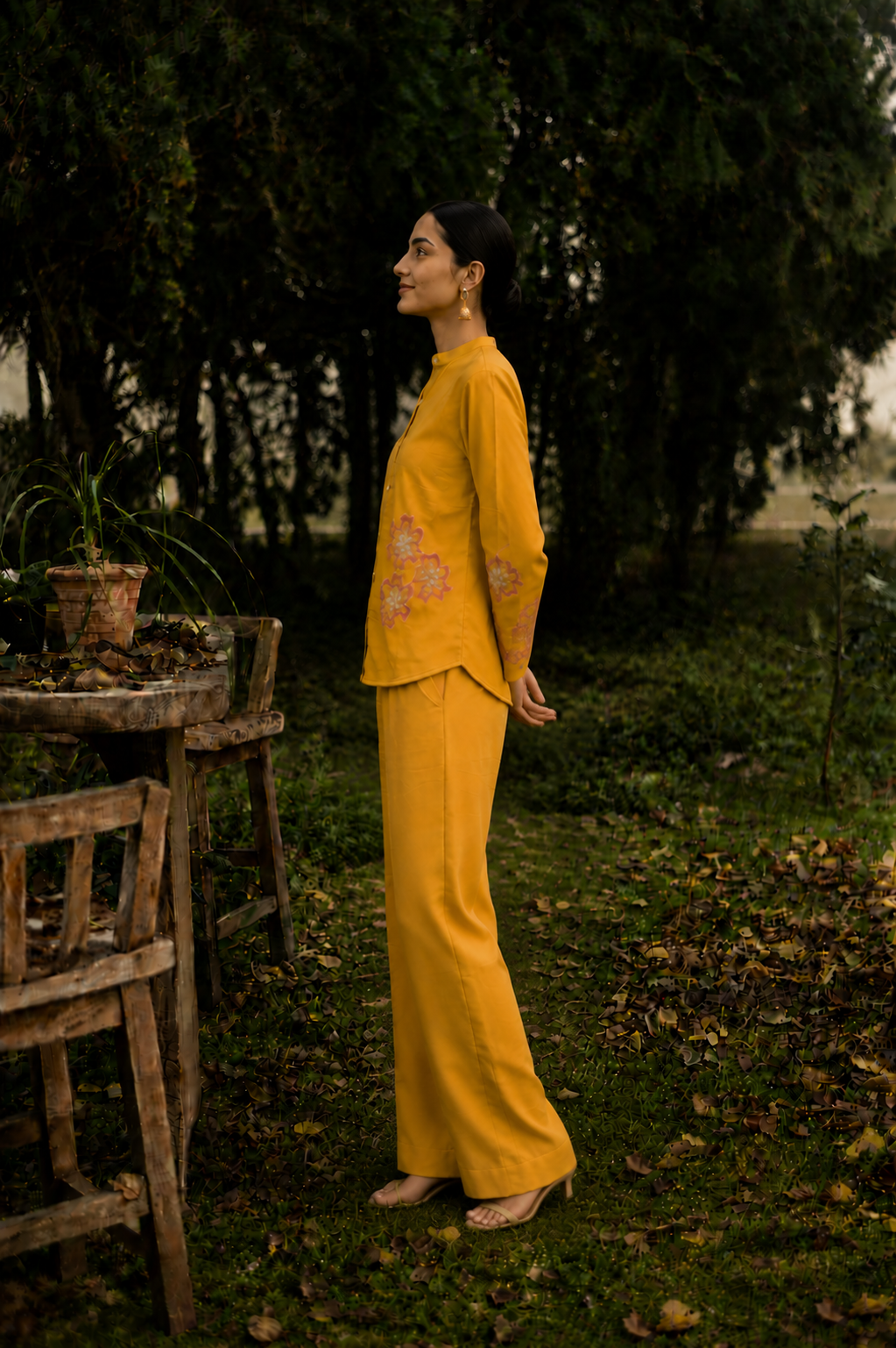 Mustard Yellow Cotton Linen Co-Ord Set