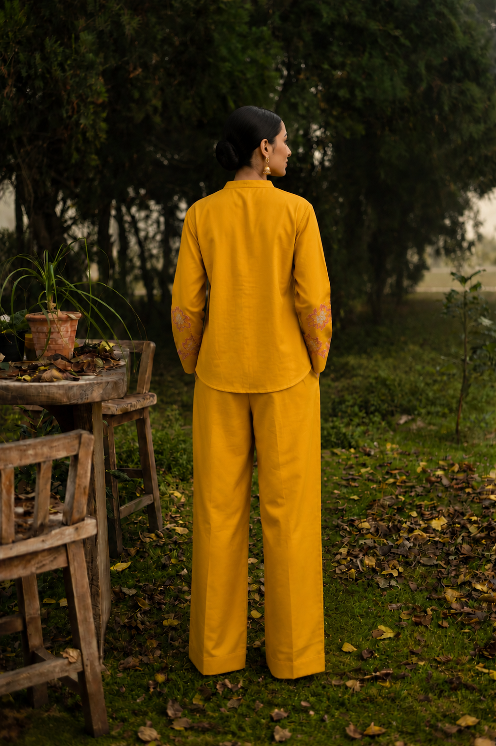 Mustard Yellow Cotton Linen Co-Ord Set