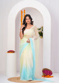 Multi Color Chiffon Saree with Lace Border