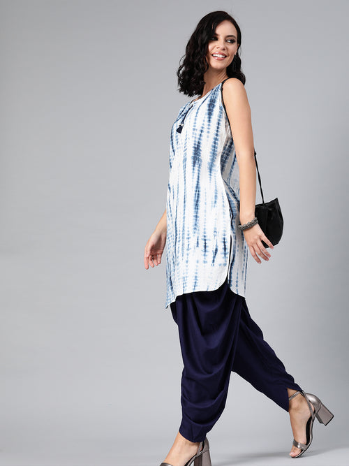 Blue Rayon Dhoti with Cotton Top