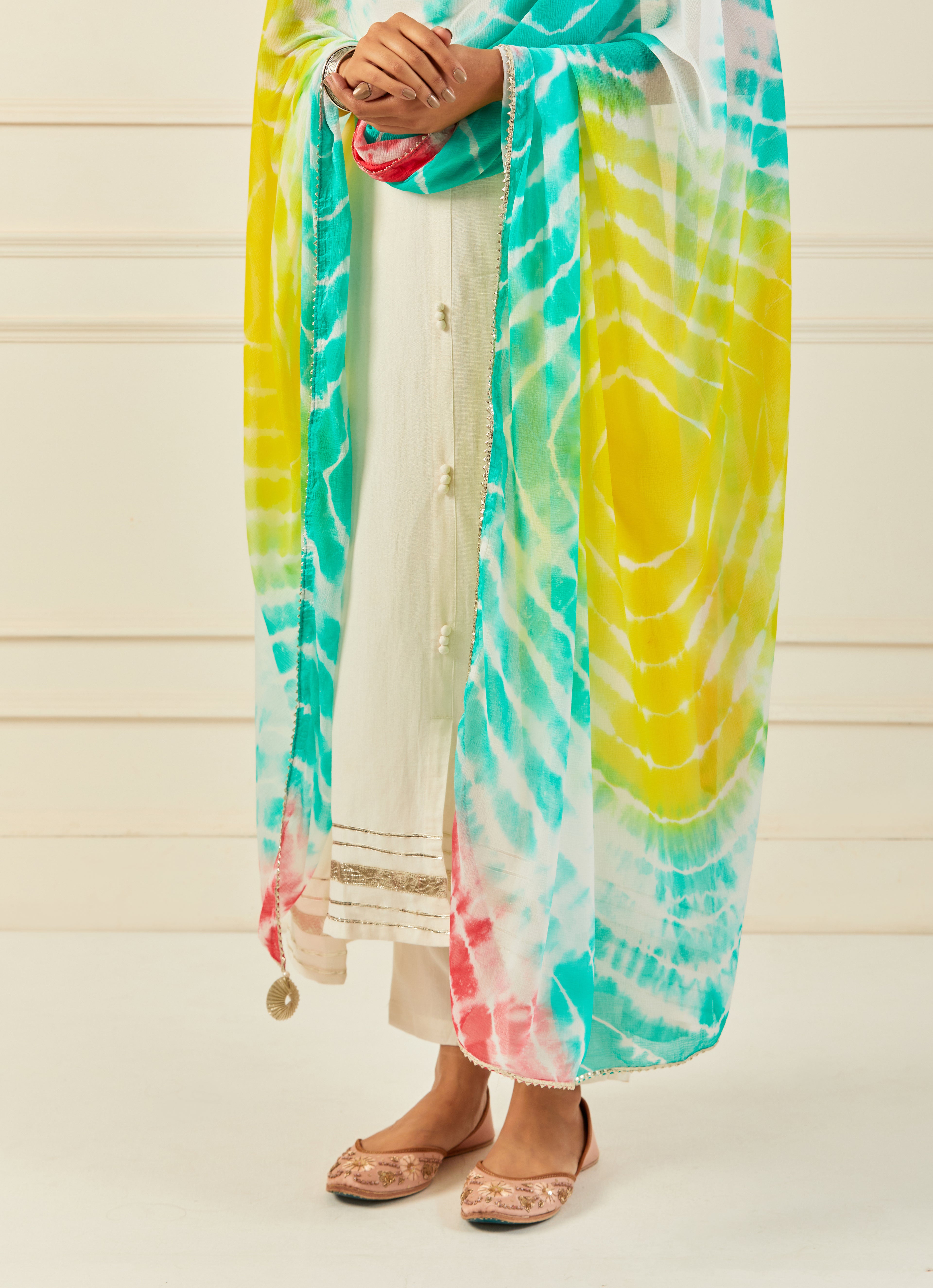Multicolor Handcrafted Chiffon Leheriya Dupatta
