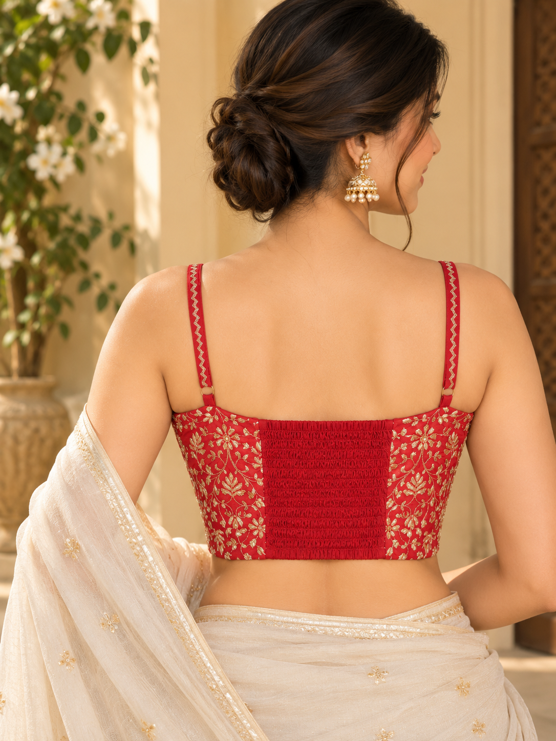 Red Zari Hand Embroidered Blouse