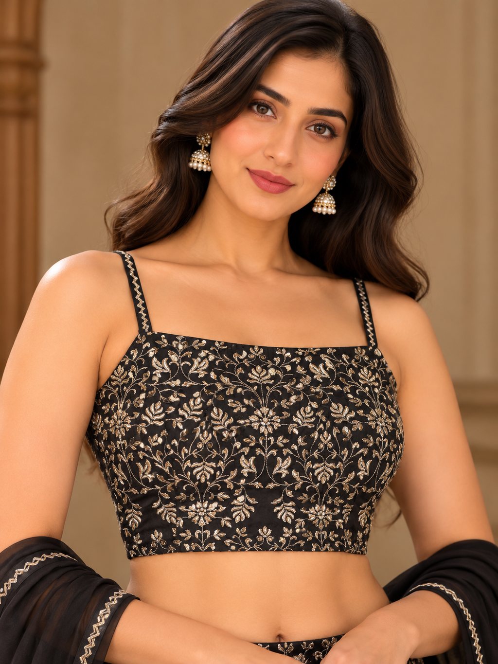 Black Zari Hand Embroidered Blouse