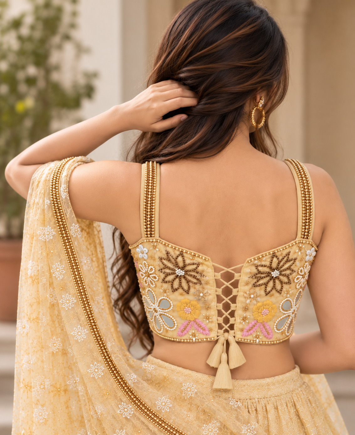 Golden Hand Embroidered Designer Corset Blouse