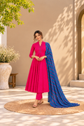 Pink Leheriya Pure Cotton Chanderi 3-Piece Kurta Set