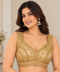 Golden Zari Hand Embroidered Designer Blouse