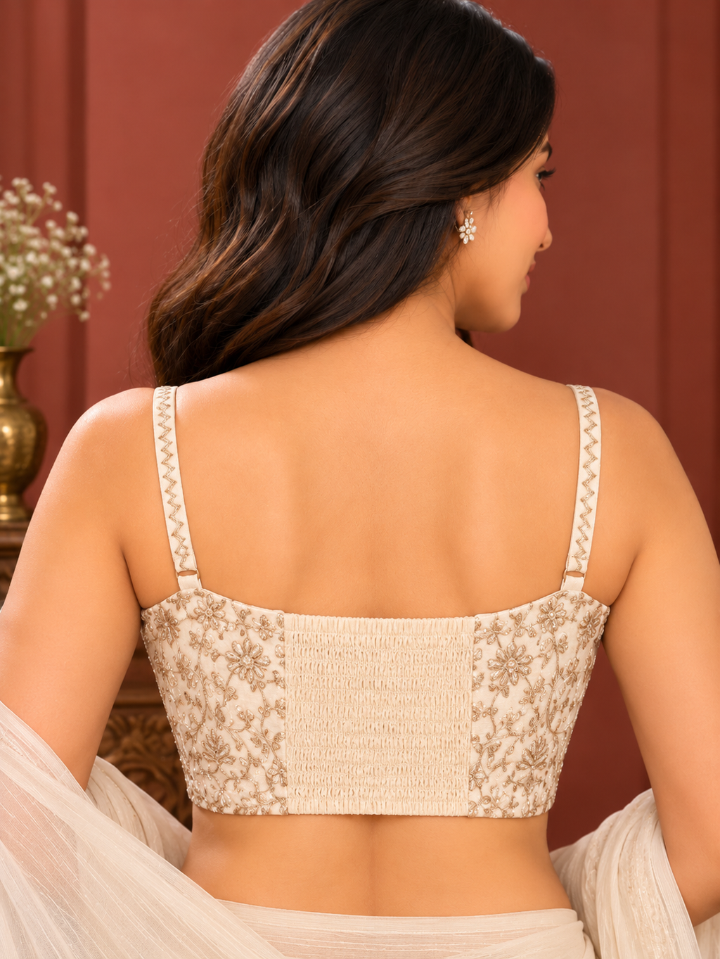 White Zari Hand Embroidered Blouse