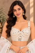 White Hand Embroidered Mirror Work Corset Blouse