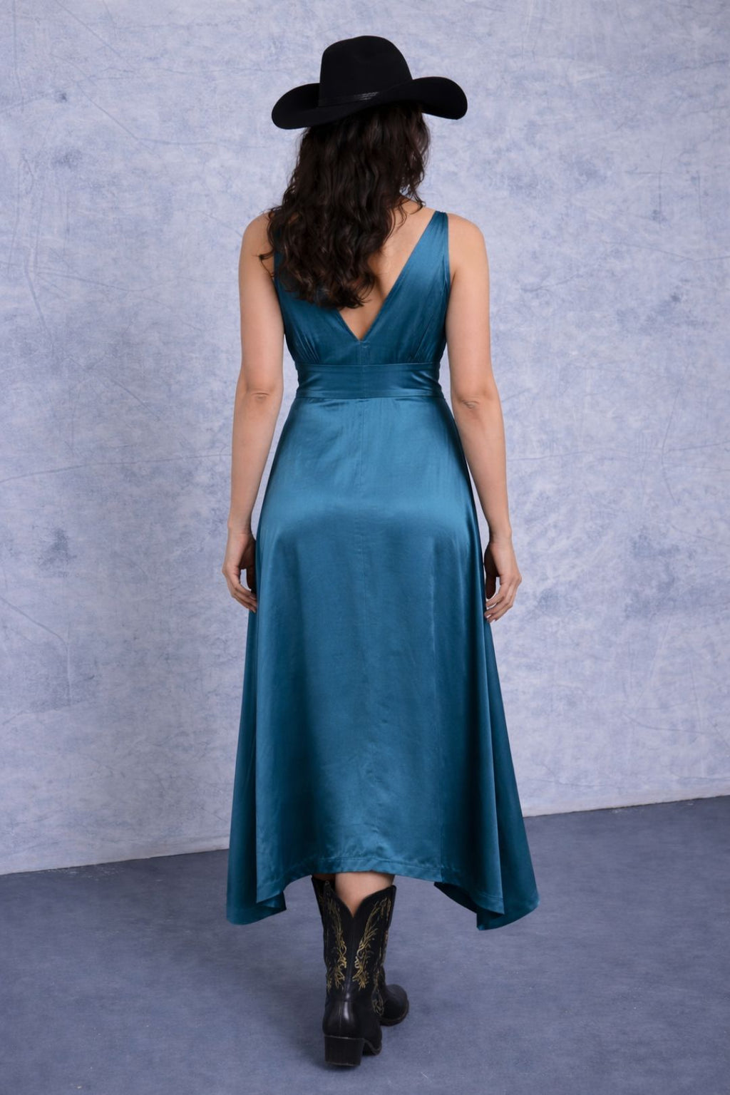 Teal Blue Satin Dress