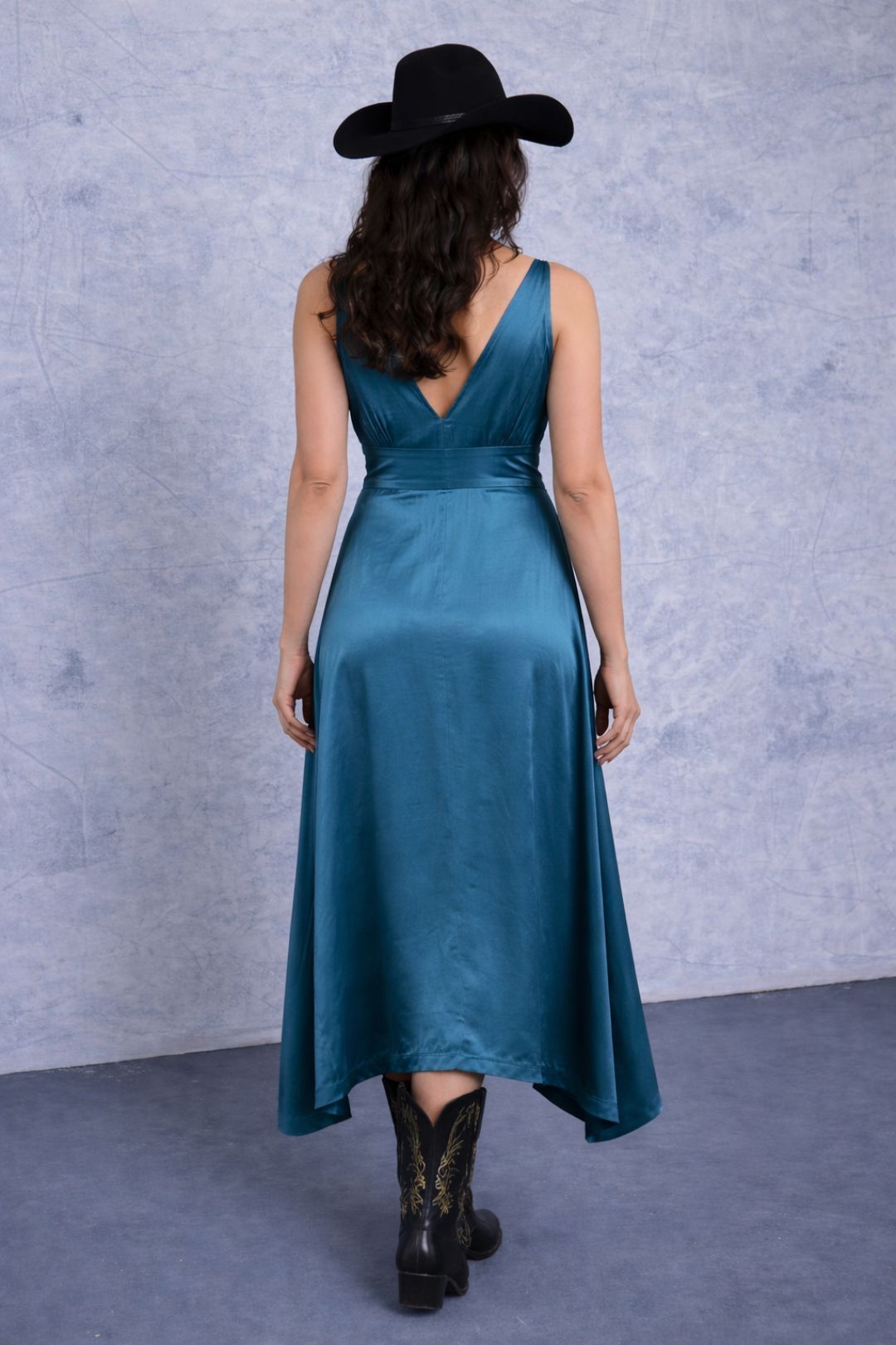 Teal Blue Satin Dress